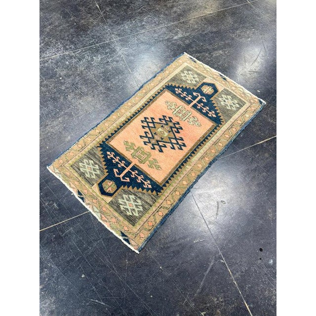 Textile Turkish Mini Rug Oriental Hand Knotted Vintage Rug 1'9" x 3' #17909 For Sale - Image 7 of 8