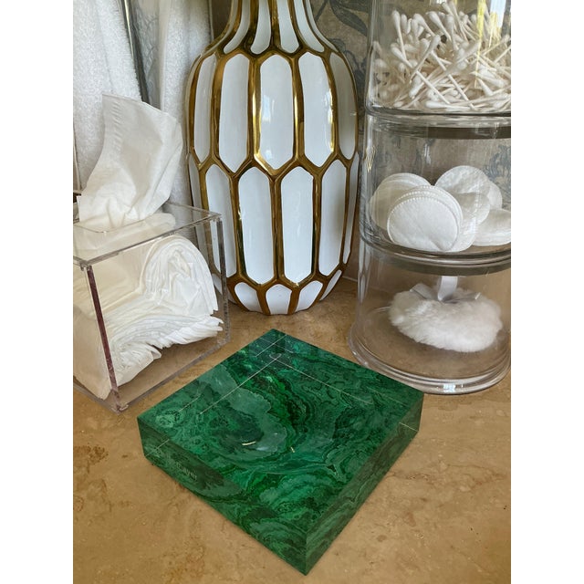 Agate Malachite Acrylic Candy Catchall Dish, Small For Sale - Image 11 of 14