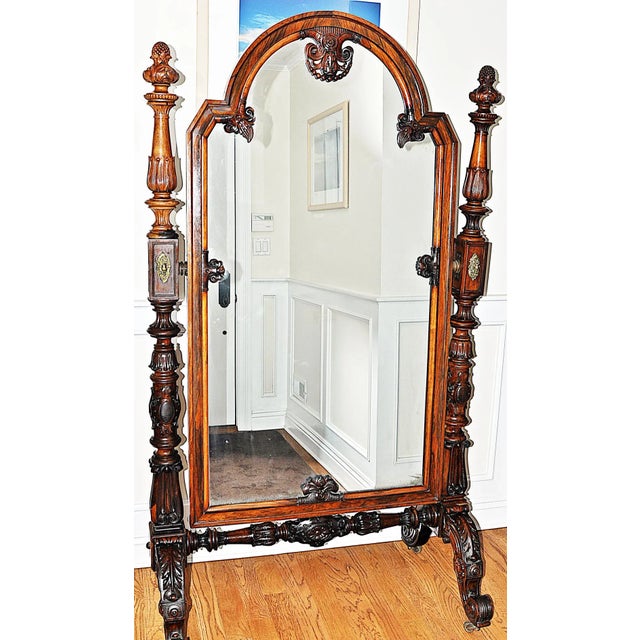 19th Century Rosewood Cheval Mirror For Sale - Image 13 of 13