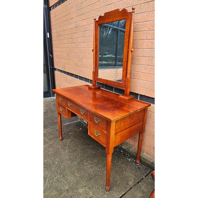 Wood Clore Handcrafted Fine Furniture Cherry Vanity Table With Mirror For Sale - Image 7 of 9
