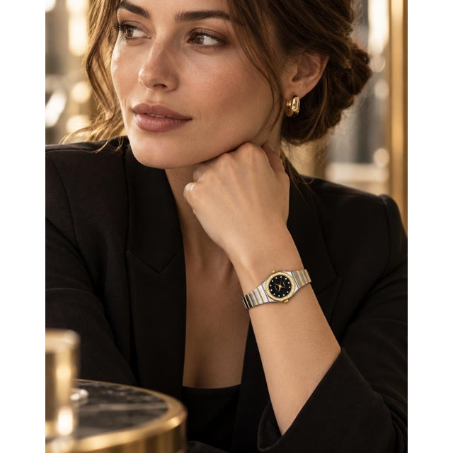 Elegant vintage Concord Mariner SG ladies' luxury timepiece crafted in two-tone solid 18K yellow gold and durable...