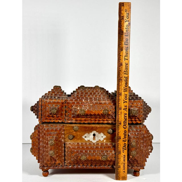 Antique Folk Tramp Art Box For Sale - Image 15 of 17