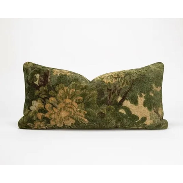 English Marly and Mohair Forest Greens Lumbar Pillow For Sale - Image 3 of 3