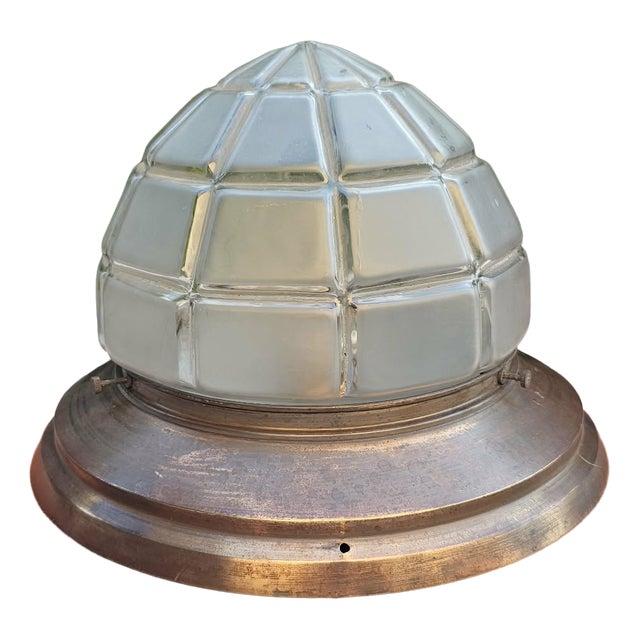 Vintage Art Deco Brass Ceiling Lamp, 1920s For Sale
