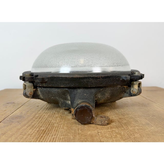 1960s Industrial Black Cast Iron Ceiling Light from Elektrosvit, 1960s For Sale - Image 5 of 15