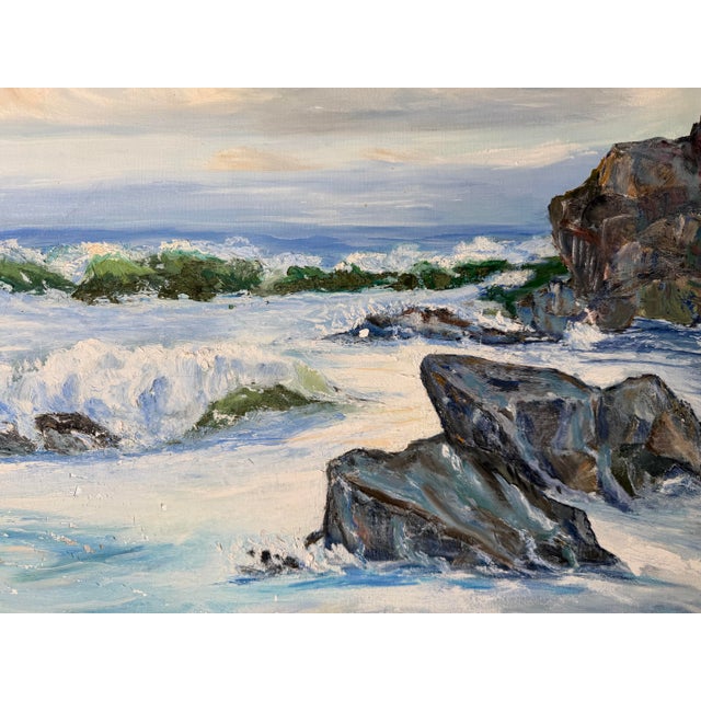 1970’s Liz Lemons Impressionist Coastal Landscape Oil on Canvas, Framed For Sale In Miami - Image 6 of 12