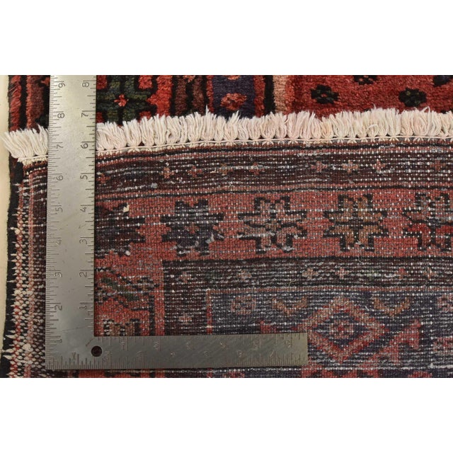 Zanjan Runner 3’6” X 9’3” Red Wool Vintage Tribal Hand-Knotted Oriental Rug For Sale - Image 14 of 14