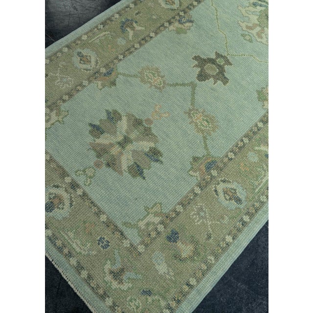Blue Turkish Oushak Rug 3'2" x 14'6" #19129 For Sale - Image 8 of 8