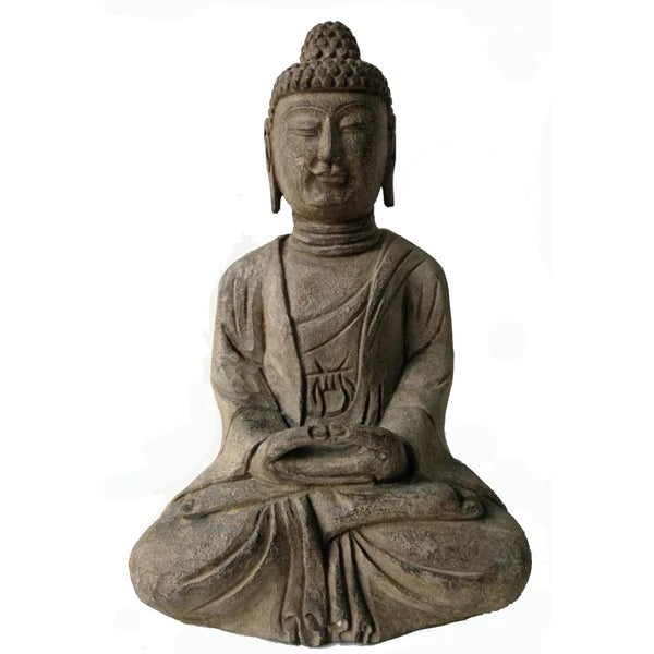 Hand carved of stone with great attention to detail, this small stone Buddha sculpture brings peace and love to a...