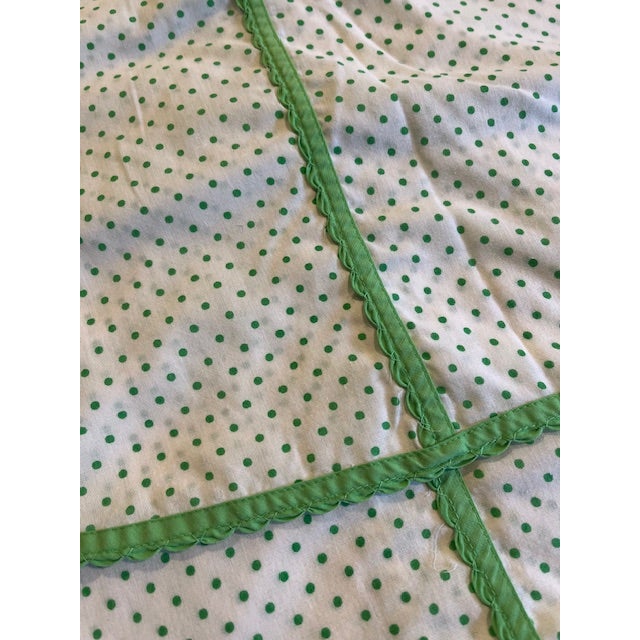 Pair of Vintage Custom-Made Twin Coverlets in Green & White | Chairish