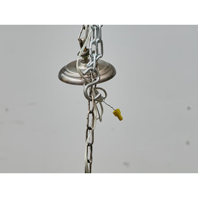 Transparent English Midcentury Nickel Bell Lantern With Glass Dome and Three Lights For Sale - Image 8 of 16