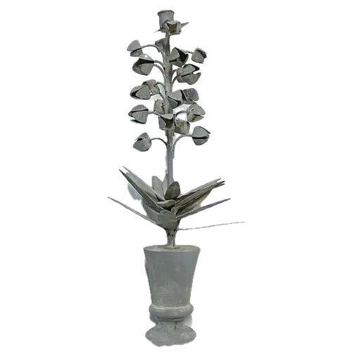 Abstract Vintage Tole Floral Candleholder For Sale - Image 3 of 4