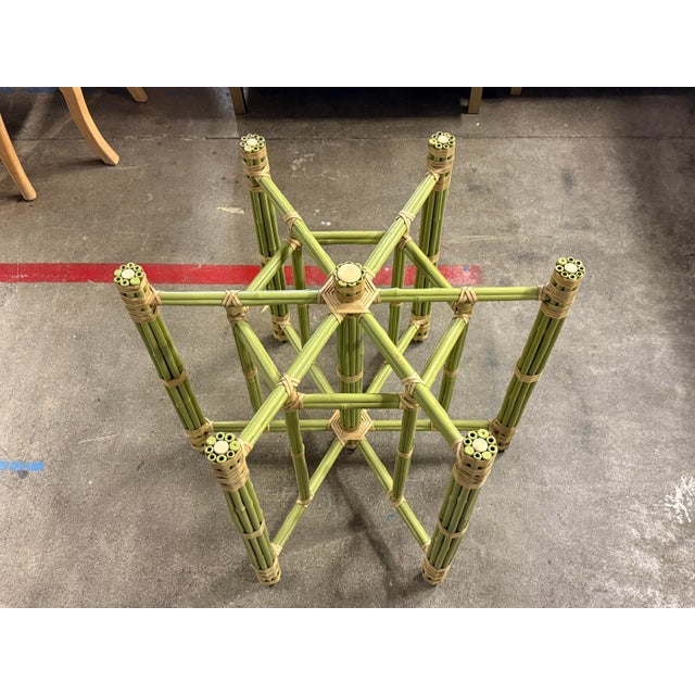 Pistachio McGuire Furniture Pistachio Bamboo + Leather Dining Table + Set of Eight Chairs For Sale - Image 8 of 12