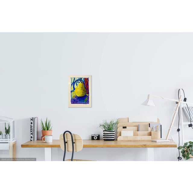 Contemporary "Golden Pear" Mono Print and Pastel by Martha Holden. For Sale - Image 4 of 6