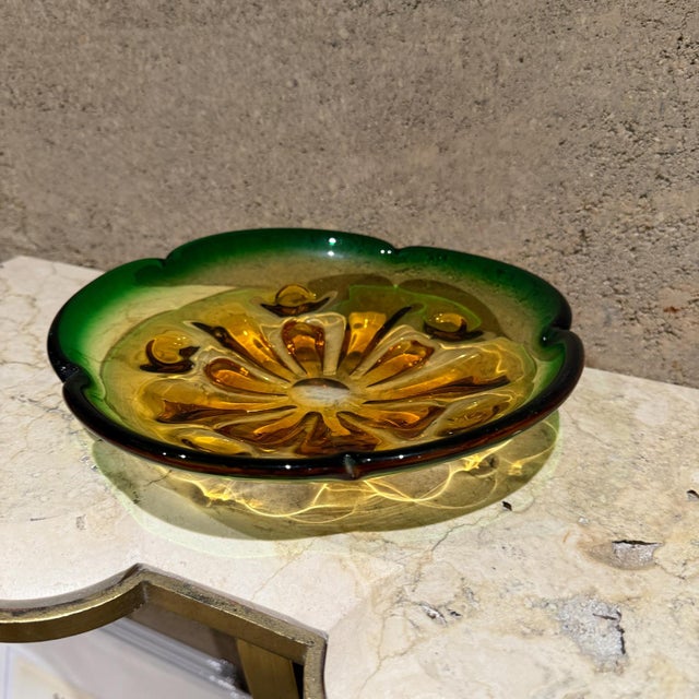 Mid-Century Modern 1950s Italian Art Glass Green Murano Bowl Mid Century Modern Seguso Sommerso Era For Sale - Image 3 of 8