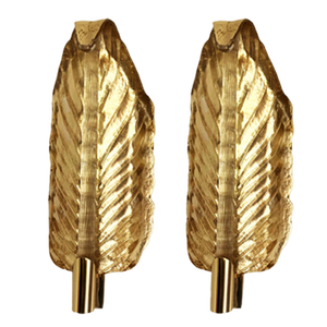 Gold Leaf Murano Glass Wall Sconces by Simoeng, Set of 2