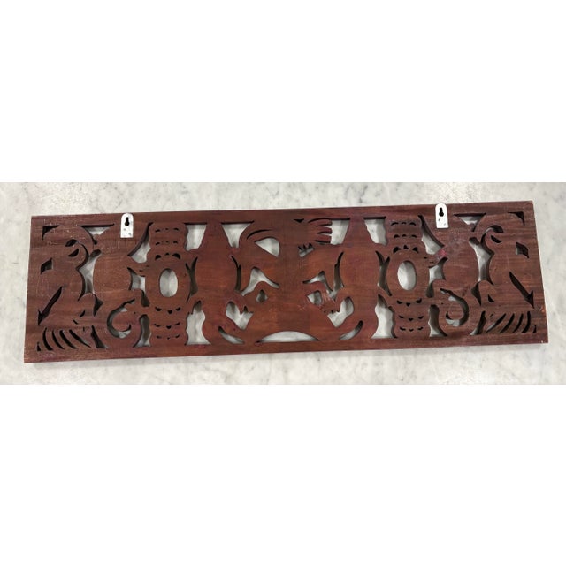 Wood Vintage Hand Carved Wooden Animal Wall Art for British Colonial, Palm Beach Regency, Native American & Chinoiserie - See Inspiration Photo For Sale - Image 7 of 7