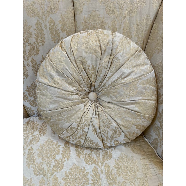 Wood Danish Style Channel Back Sofa + Fringe For Sale - Image 7 of 11