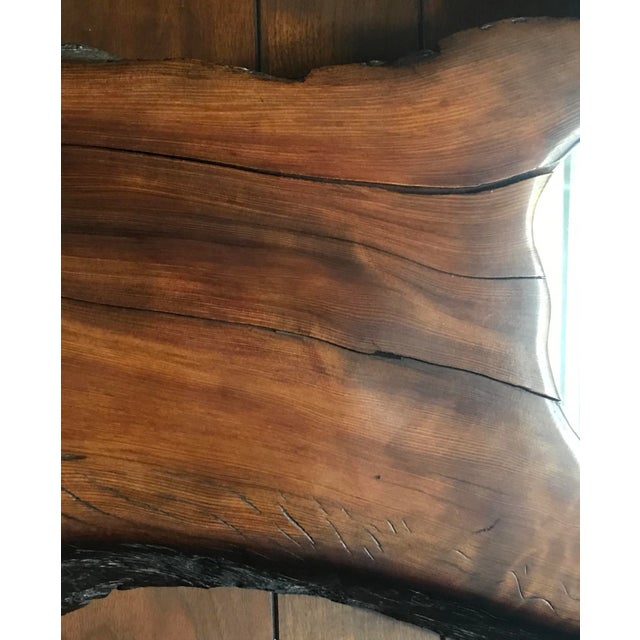 Mid-Century Modern 1960s Vintage Live Edge Wood Wall Mirror and Clock For Sale - Image 3 of 4