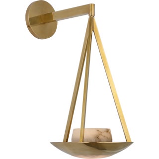 Barbara Barry for Visual Comfort Signature Divina 19" Floating Bowl Sconce in Soft Brass with Alabaster For Sale
