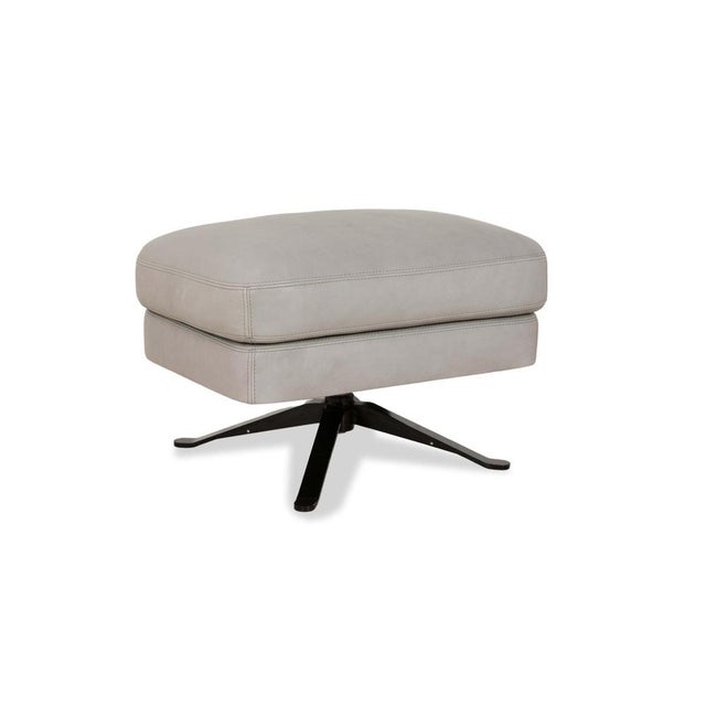 Gray Set of Leather Armchair and Stool in Grey from Cierre Boheme For Sale - Image 8 of 17