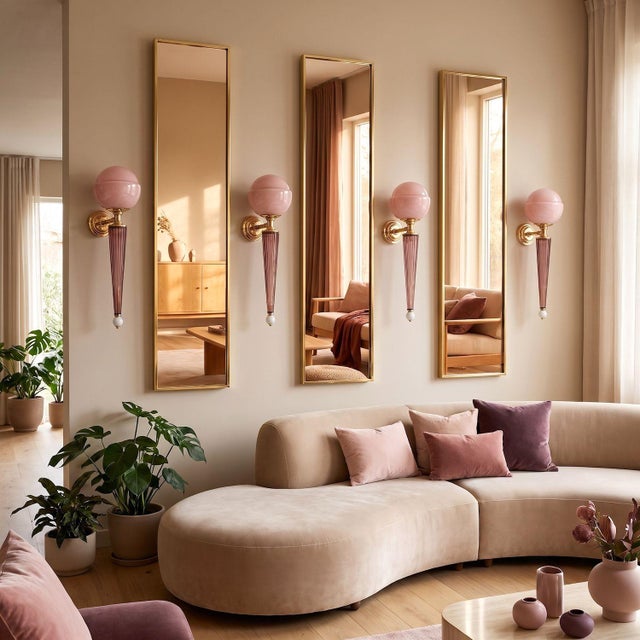 Pair of large mid-century modern Murano glass wall sconces, Italy circa 1990s. 2 pairs of sconces available - sold and...