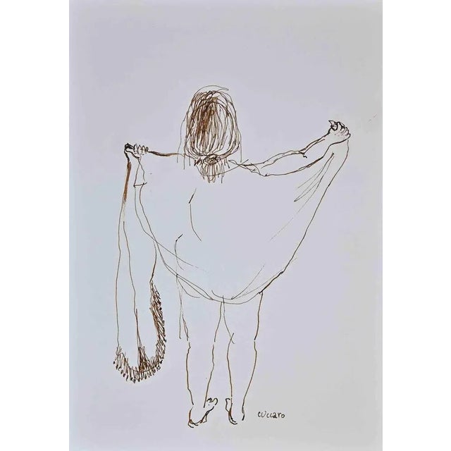 Roberto Cuccaro, Woman Undressing, Original Drawing, 2000s For Sale - Image 3 of 3