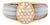 80s Portuguese Ring Diamond Fluted Mother of Pearl 19k Yellow Gold Jewelry 6.5 For Sale
