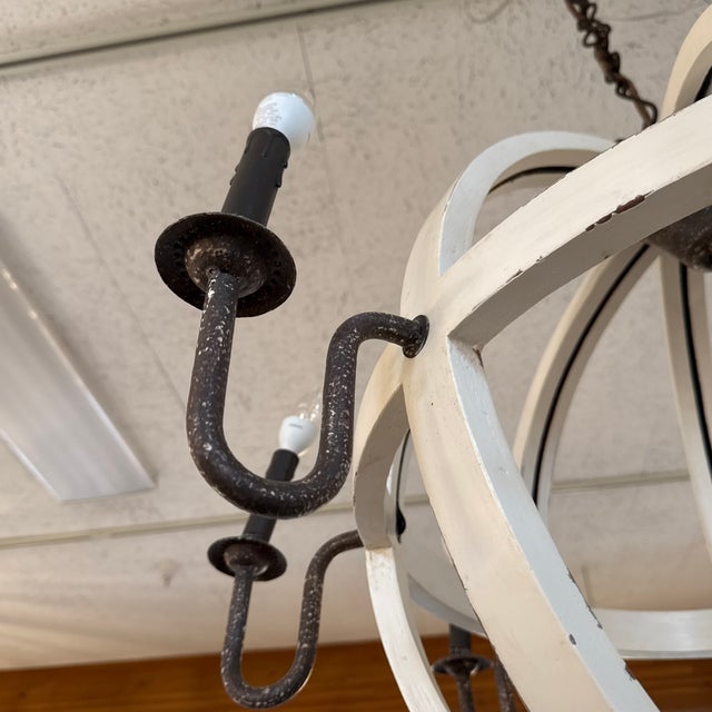 Port & Manor Distressed Globe 8 Light Chandelier For Sale In San Francisco - Image 6 of 12