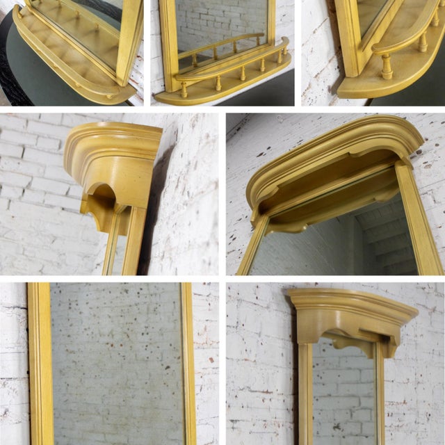 Mid to Late 20th Century Neoclassic Revival Blonde Oak Demilune Cabinet or Console and Mirror For Sale - Image 15 of 18