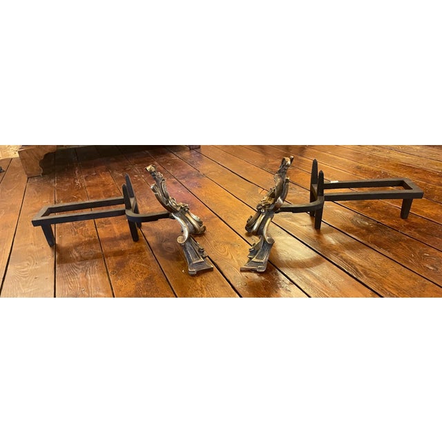 19th Century Luigi XC Bronze Andirons, Set of 2 For Sale - Image 6 of 9