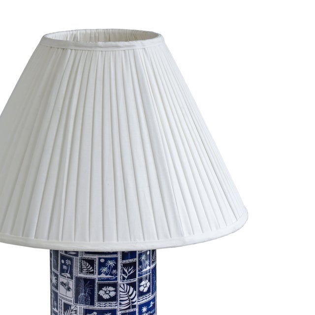 Stamp Blue Pleated Table Lamp For Sale - Image 4 of 6