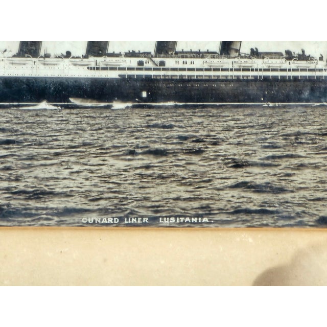 Antique Oak Framed “Cunard Liner Lusitania” Maritime Photo Print Early 1900s For Sale - Image 4 of 15