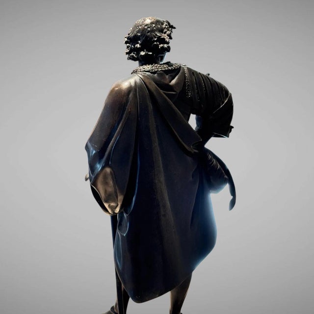 Antique 25” Signed 19th Century French Bronze Sculpture the Landsknecht Cavalier by Albert-Ernest Carrier Belleuse For Sale - Image 11 of 14