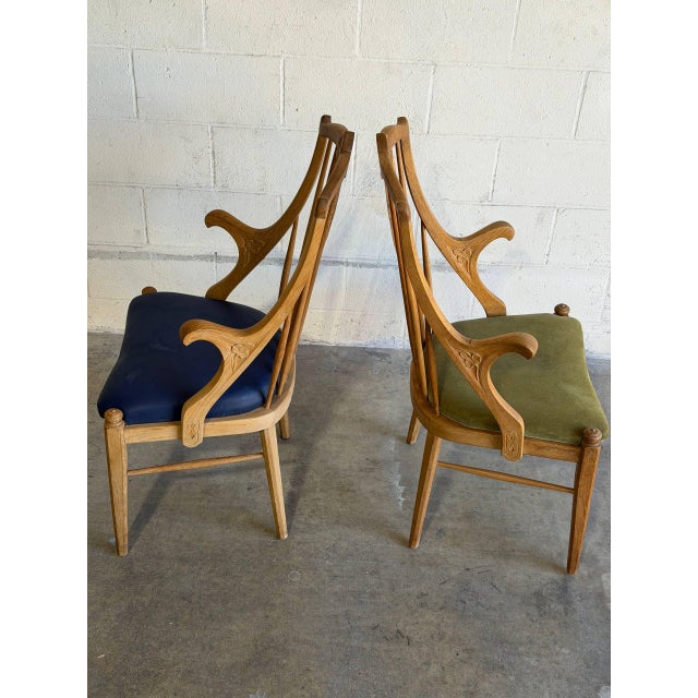 Oak Wood Armchairs Sculptural Accent Chairs Denmark Set of 2 1960s For Sale - Image 11 of 11