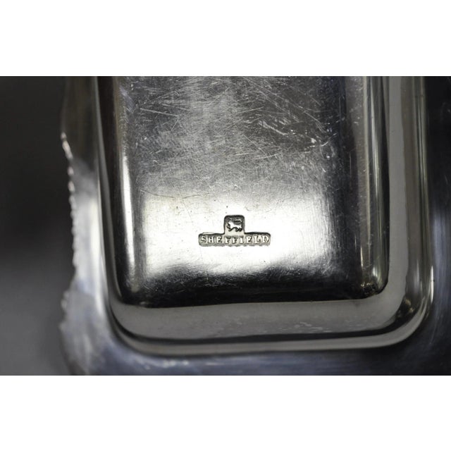 Vintage Miniature Sheffield England Silver Plated Covered Serving Dish Platter - Set of 2 For Sale - Image 13 of 18