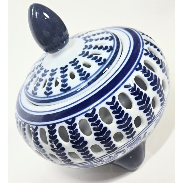 1990s Vintage Blue Delft Candle Holder For Sale - Image 5 of 12