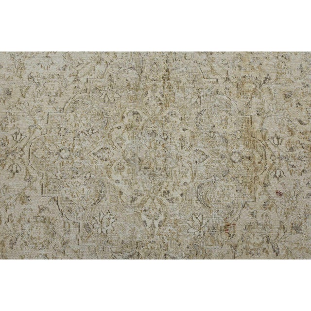 Tabriz Rug 9’9” X 12’2” Beige Wool Vintage Distressed Hand-Knotted Carpet For Sale In Philadelphia - Image 6 of 15