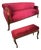 Ruby Merlot 2p Import French Silk Velvet Fabric Vintage Settee Sofa + Bench Set For Sale