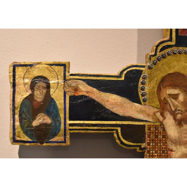 Religious Artist, 14th Century Style Crucifix, Tempera on Panel For Sale - Image 7 of 16
