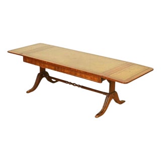 Vintage Extendable Coffee Table with Leather Top and Carved Legs from Bevan-Funnell For Sale