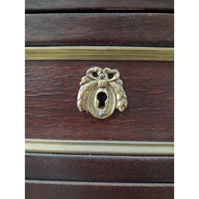 Mid 19th Century French Louis XVI Style Mahogany Semainier Chest With Marble Top & Brass Gallery For Sale In New Orleans - Image 6 of 9