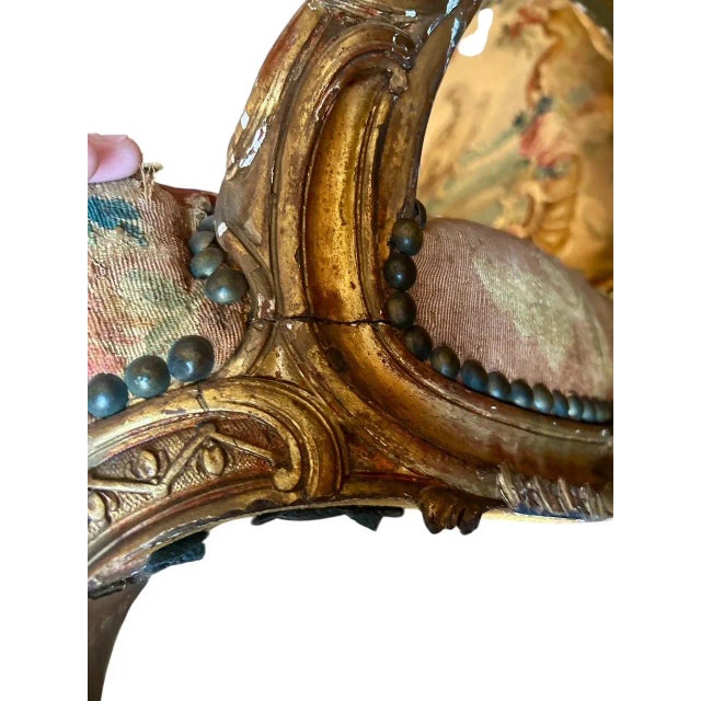 Louis XV Style Giltwood Fauteuil, in the Manner of Jean-Baptiste Tilliard, 19th Century For Sale - Image 9 of 15
