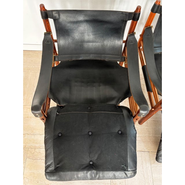 Black Scandinavian Armchairs in Black Leather and Wood by Arne Norell, Sweden, 1960s, Set of 2 For Sale - Image 8 of 18