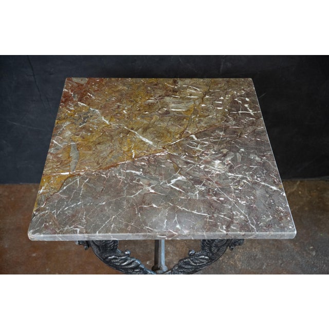Metal French Garden or Conservatory Table With Marble Top Over Polished Steel For Sale - Image 7 of 10