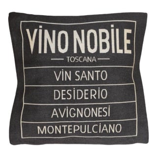 Tuscan Wine Label Tapestry Cushion With Feather Filler - 46x46cm (18"x18") For Sale