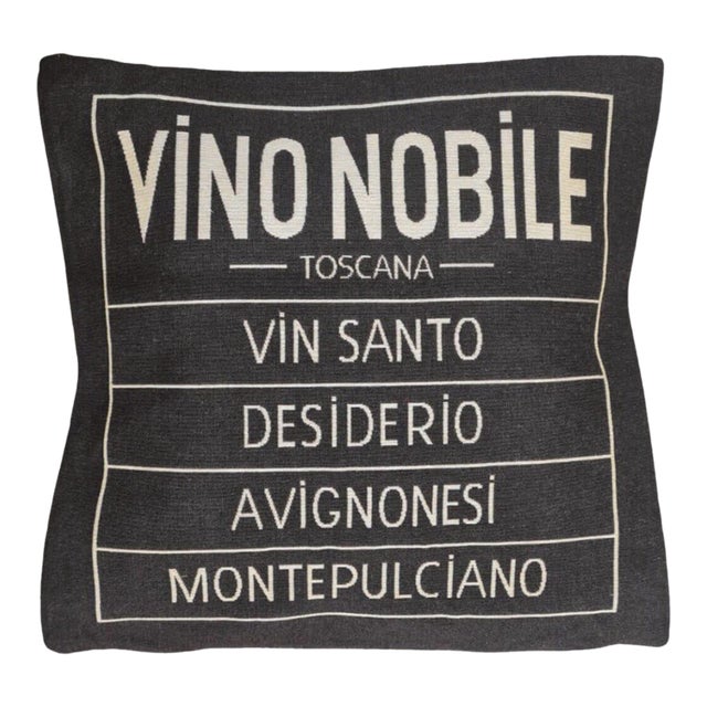 Tuscan Wine Label Tapestry Cushion With Feather Filler - 46x46cm (18"x18") For Sale