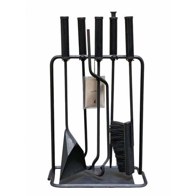 Metal Vintage Italian Fireplace Set by Afra & Tobia Scarpa for Dimensione Fuoco, 1970s, Set of 6 For Sale - Image 7 of 7