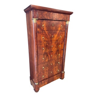 Tall Empire French Chest of Drawers, 1830s For Sale