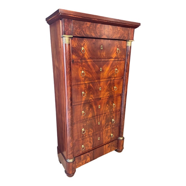 Tall Empire French Chest of Drawers, 1830s For Sale